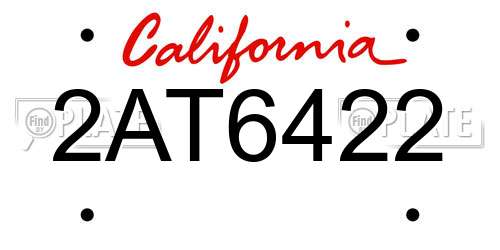 2AT6422 California License Plate