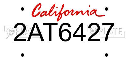 2AT6427 California License Plate