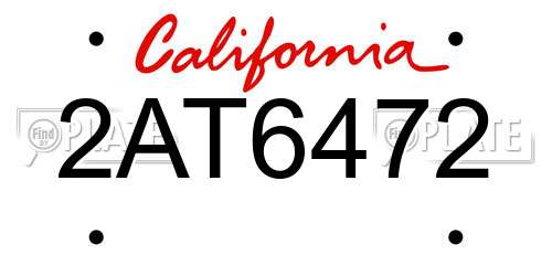 2AT6472 California License Plate