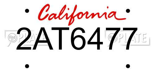 2AT6477 California License Plate