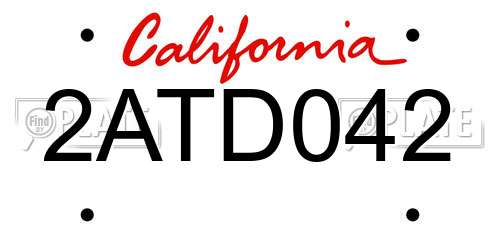 2ATD042 California License Plate