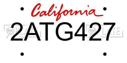 2ATG427 California License Plate