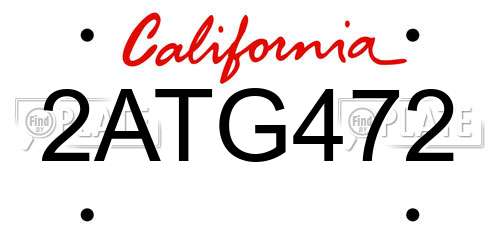 2ATG472 California License Plate