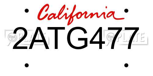 2ATG477 California License Plate