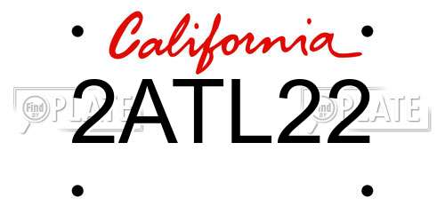 2ATL22 California License Plate