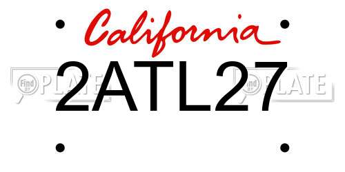 2ATL27 California License Plate