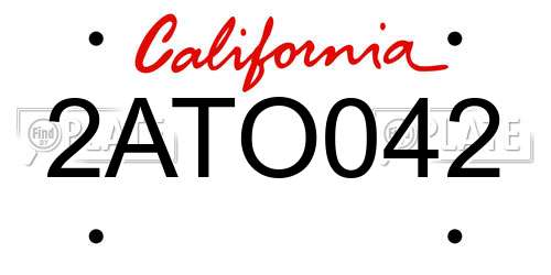 2ATO042 California License Plate