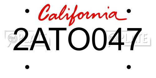 2ATO047 California License Plate
