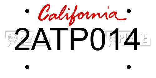 2ATP014 California License Plate