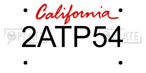 2ATP54 California License Plate