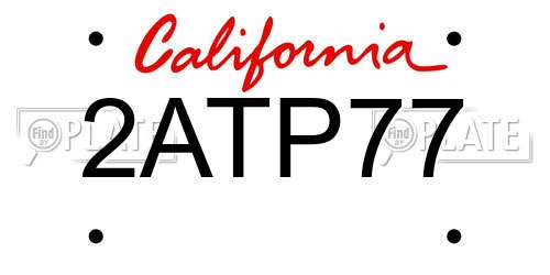 2ATP77 California License Plate