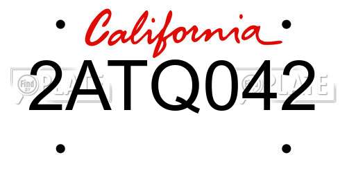 2ATQ042 California License Plate