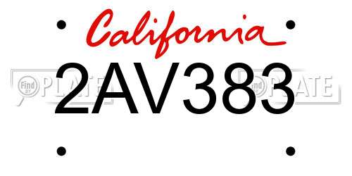2AV383 California License Plate