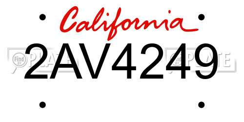 2AV4249 California License Plate