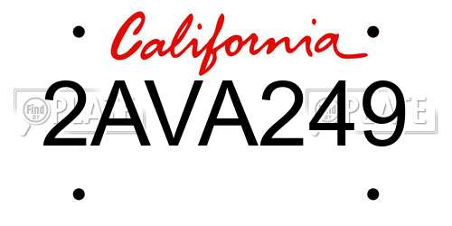 2AVA249 California License Plate