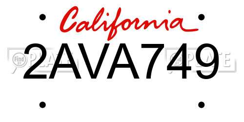 2AVA749 California License Plate
