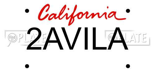 2AVILA California License Plate