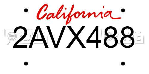 2AVX488 California License Plate