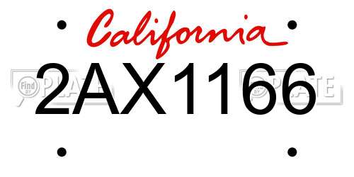 2AX1166 California License Plate