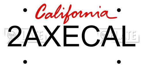 2AXECAL California License Plate