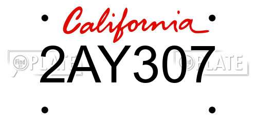 2AY307 California License Plate