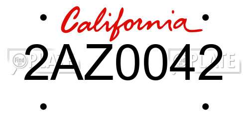 2AZ0042 California License Plate