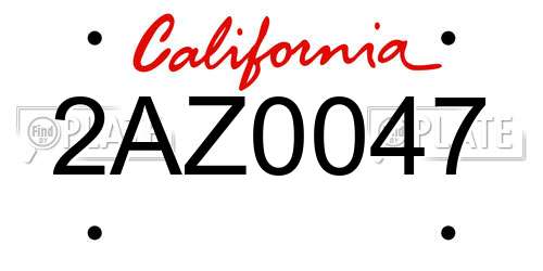 2AZ0047 California License Plate