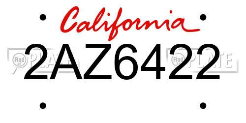 2AZ6422 California License Plate