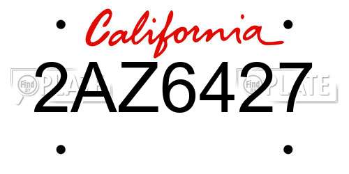 2AZ6427 California License Plate