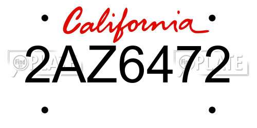 2AZ6472 California License Plate
