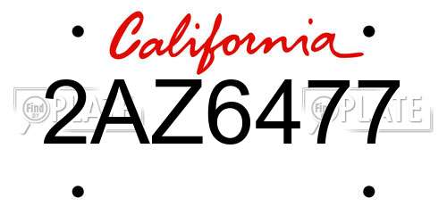 2AZ6477 California License Plate