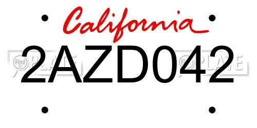 2AZD042 California License Plate