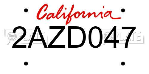 2AZD047 California License Plate