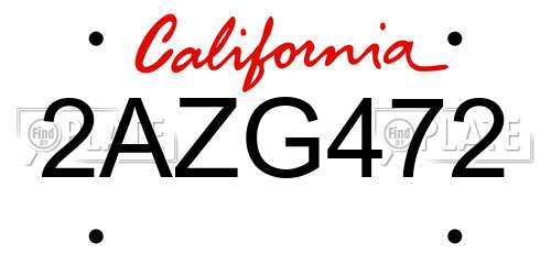2AZG472 California License Plate