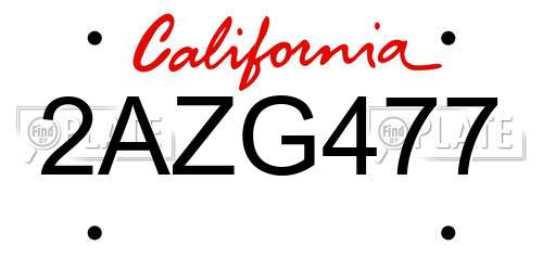 2AZG477 California License Plate