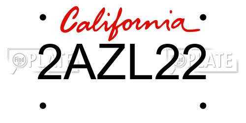 2AZL22 California License Plate