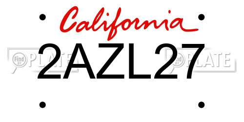 2AZL27 California License Plate