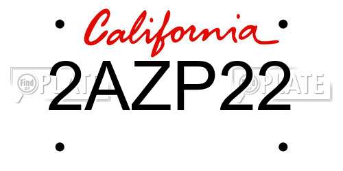 2AZP22 California License Plate