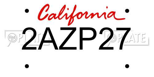 2AZP27 California License Plate
