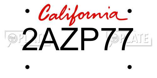 2AZP77 California License Plate
