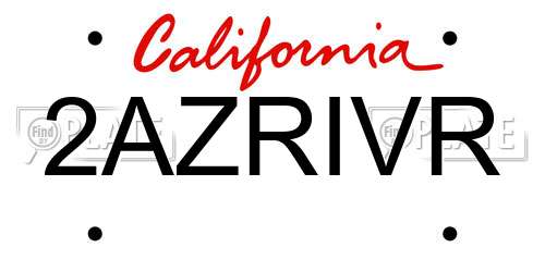 2AZRIVR California License Plate