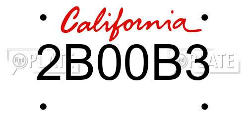 2B00B3 California License Plate