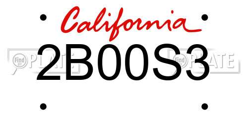 2B00S3 California License Plate