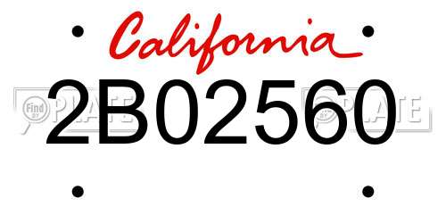2B02560 California License Plate