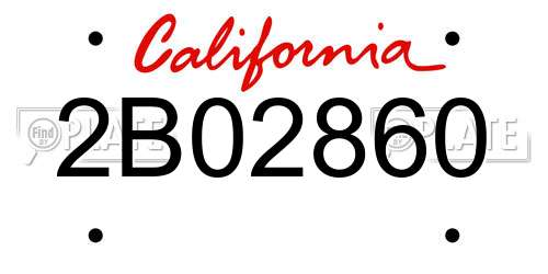 2B02860 California License Plate