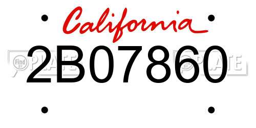 2B07860 California License Plate