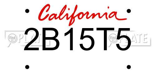 2B15T5 California License Plate