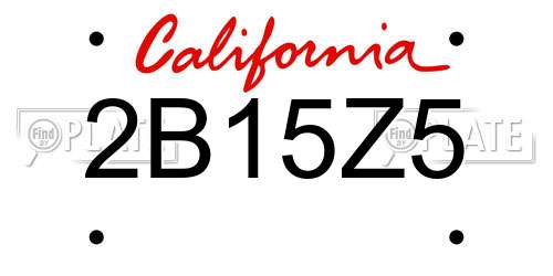 2B15Z5 California License Plate