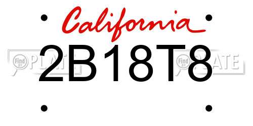 2B18T8 California License Plate