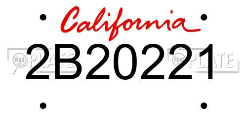 2B20221 California License Plate
